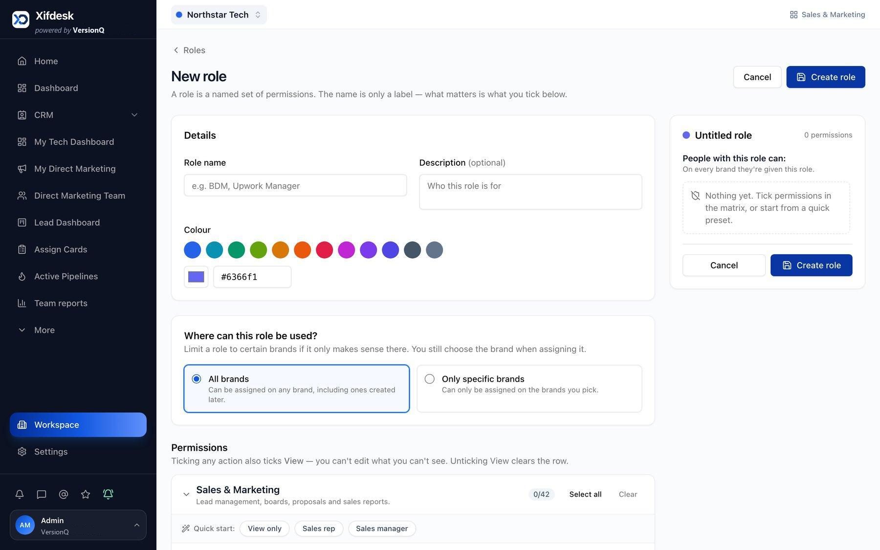 Xifdesk role editor